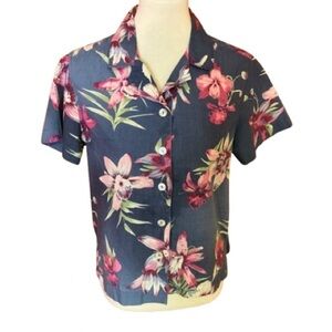 Vtg Y2K Island Floral Hawaiian Shirt